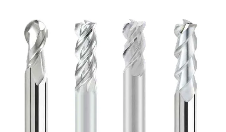 KARASAWA end mills for aluminium, copper, graphite and composites: polished flute, two- and three-flute versions for high-speed cutting