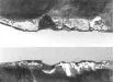 Macro shot of an edge with a comb of thermal cracks perpendicular to the cutting edge