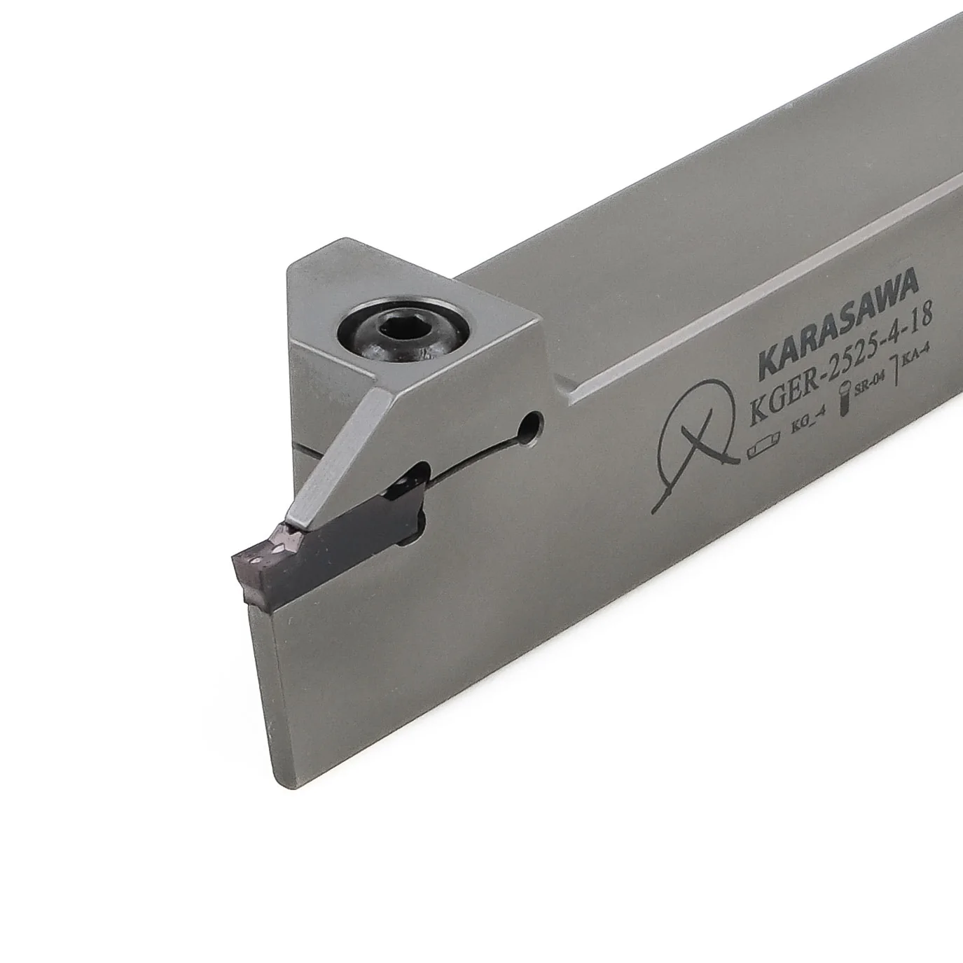 KARASAWA external grooving and parting toolholder KGER-2525-4-18 with a grooving insert