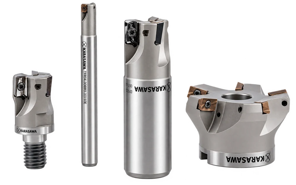 KARASAWA indexable carbide milling bodies: modular head, shank-type, end mill and face mill