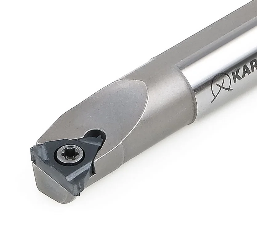 KARASAWA MI series internal threading bar — triangular insert on a single Torx screw in a slim head on a round shank