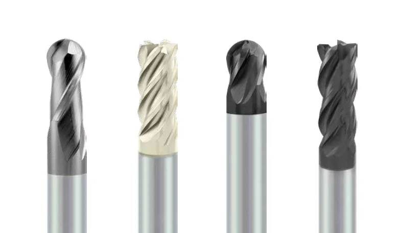 KARASAWA end mills for stainless steel with unequal tooth pitch: ball nose, multi-flute and four-flute versions with STRONG and STRONG-X coatings