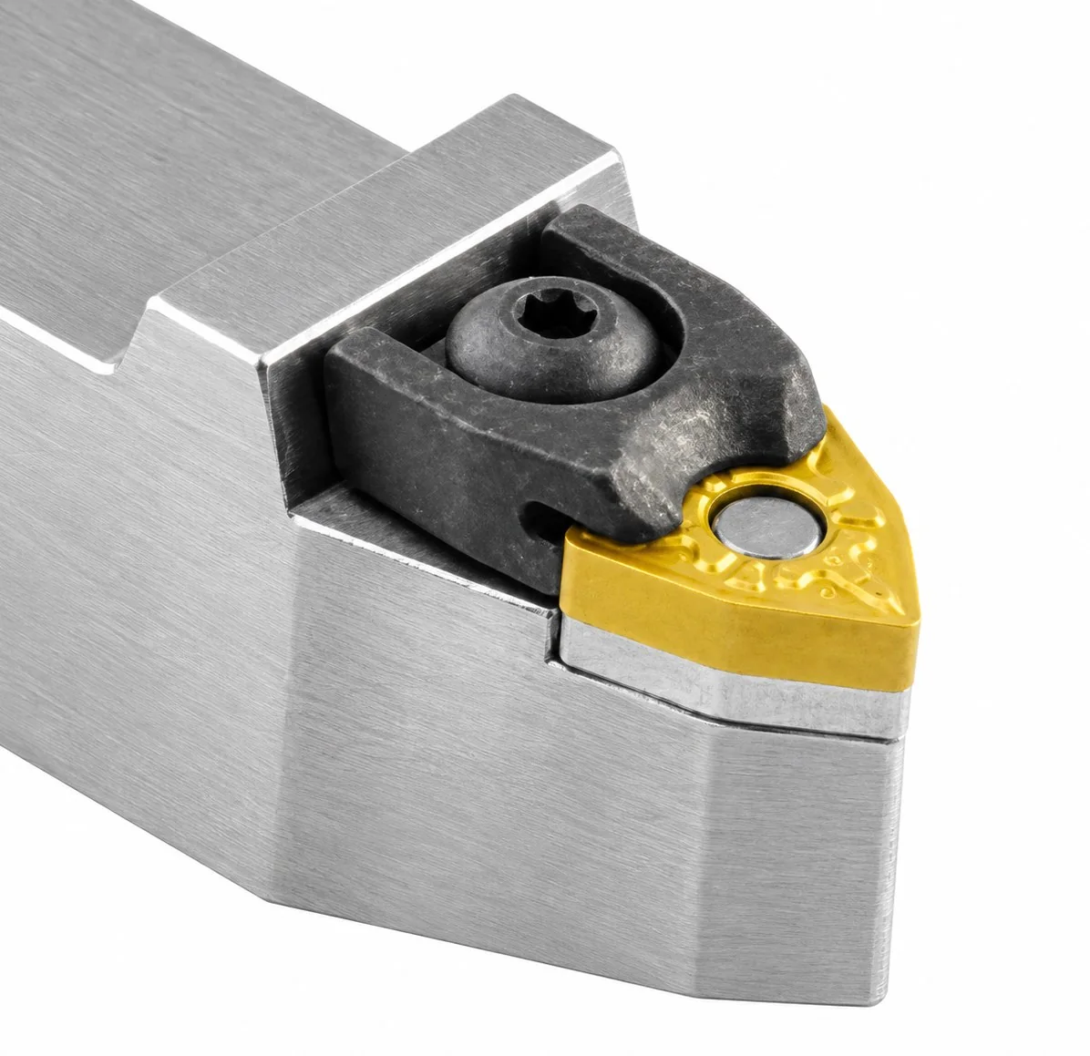 KARASAWA turning toolholder with wedge clamping (M type) — clamped from above plus pinned through the hole